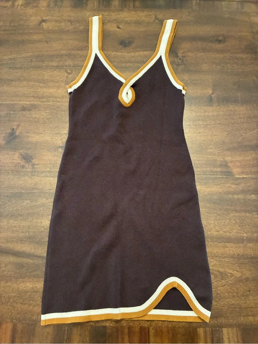 Free People Beach Blair Sweater Mini Dress XS Espresso Combo Brown